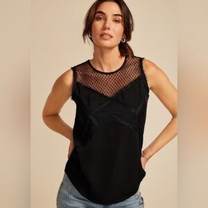 Maurices Black Sleeveless Mesh Yoke Camisole NWT